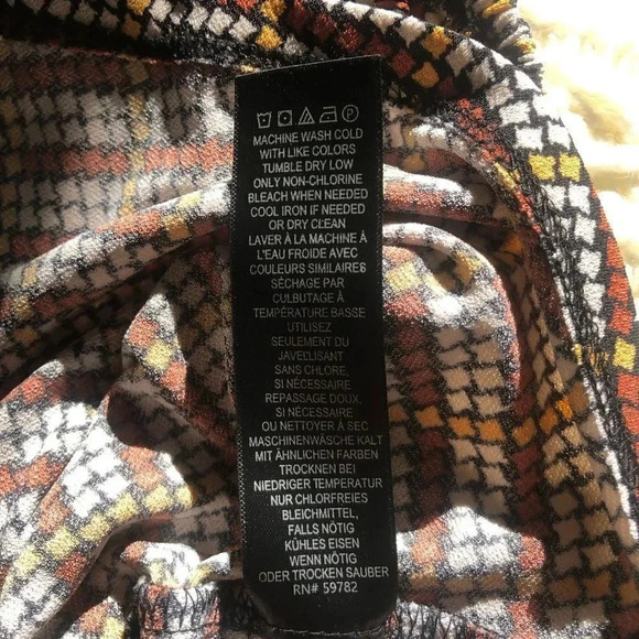 𝅺Adrianna Papell brown/yellow long sleeve blouse L - Picture 9 of 13